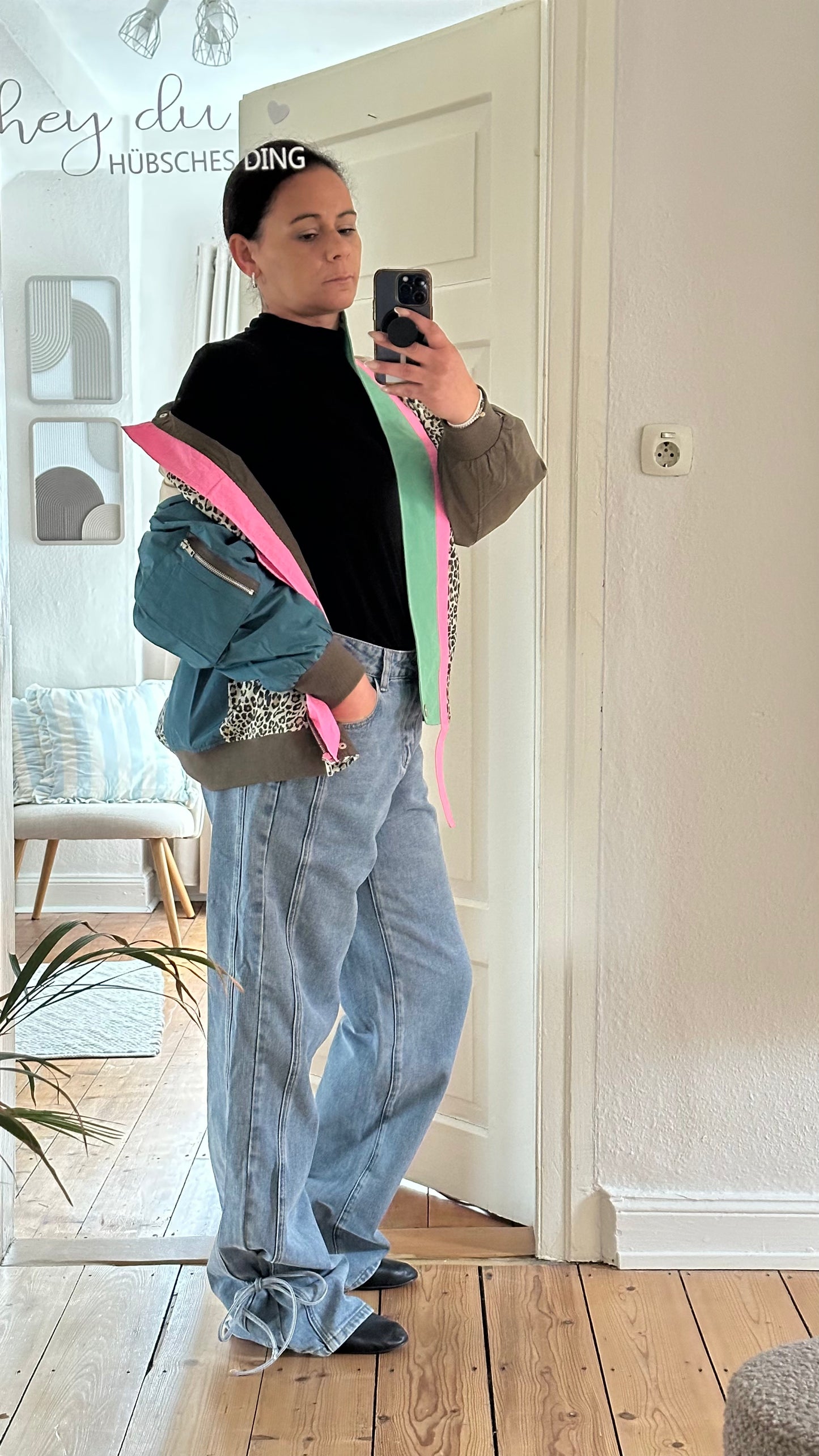 Oversized Colorblocking Übergangsjacke