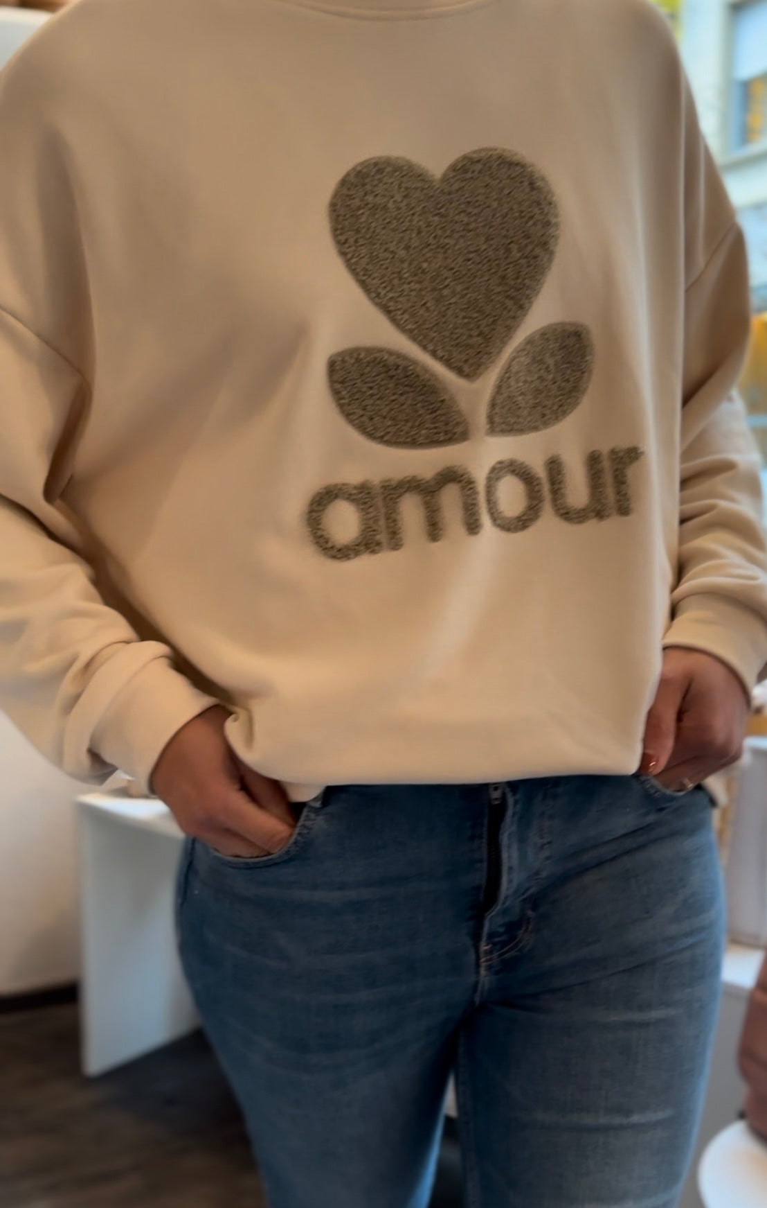 Sweater amour geflockt