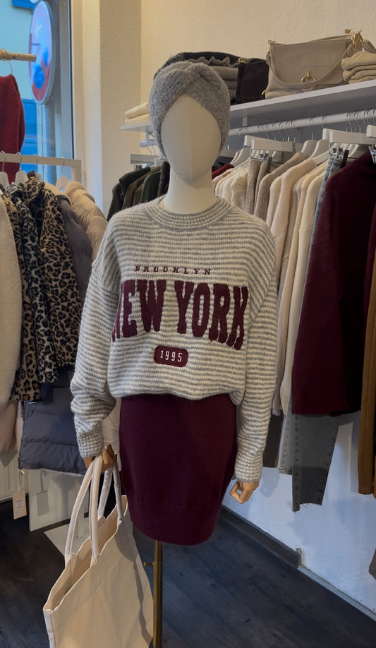 Strickpullover New York gestreift