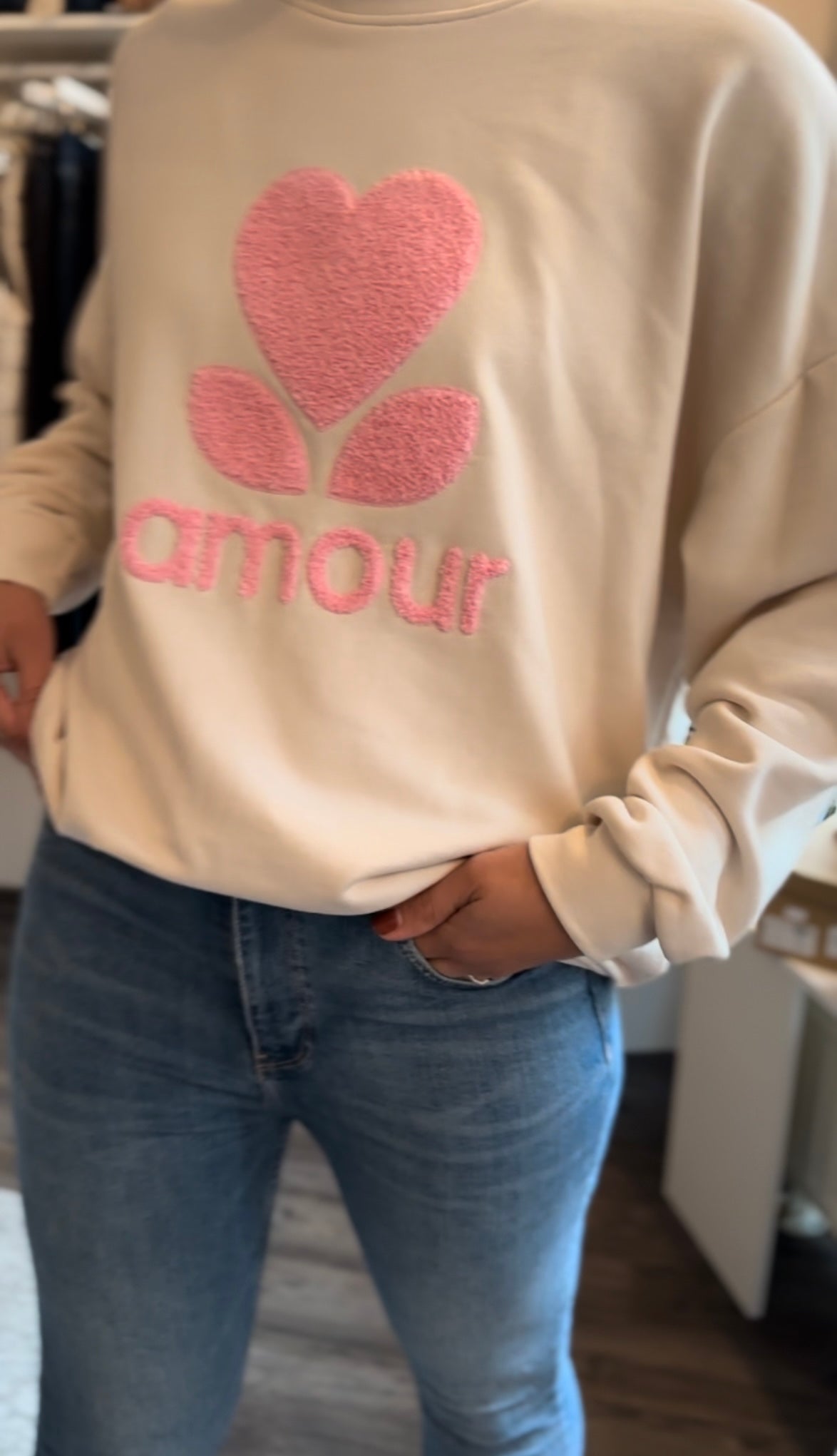 Sweater amour geflockt