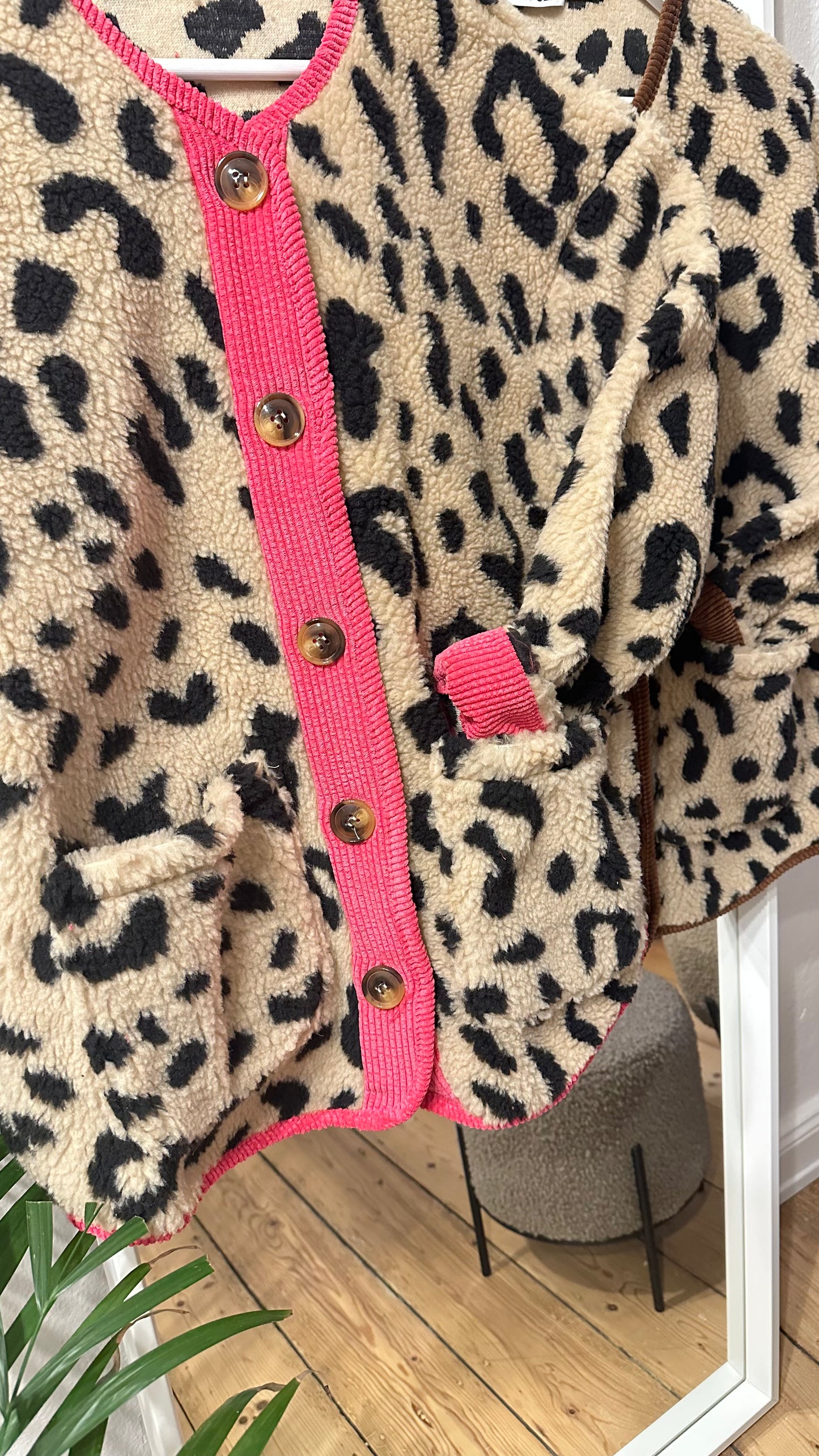 Teddy Jacke pink braun