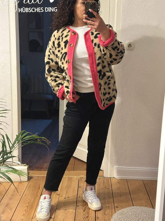 Teddy Jacke pink braun