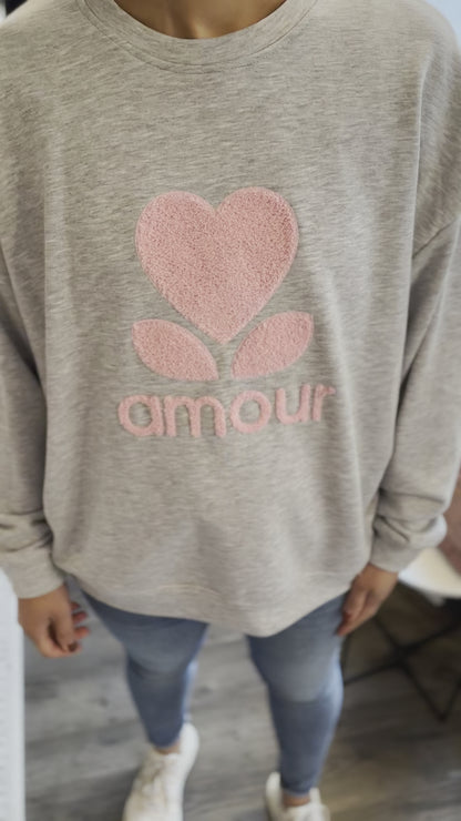 Sweater amour geflockt